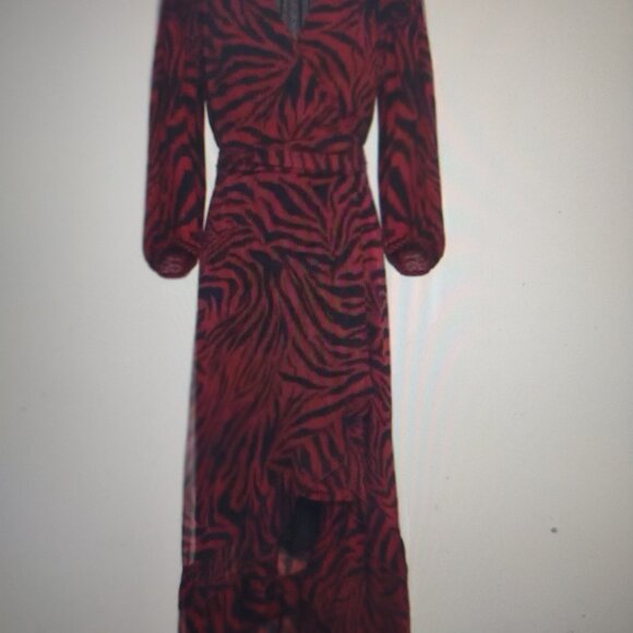 ba&sh Burgundy and Black Animal Print Wrap Dress - SIZE 2 - Picture 3 of 9